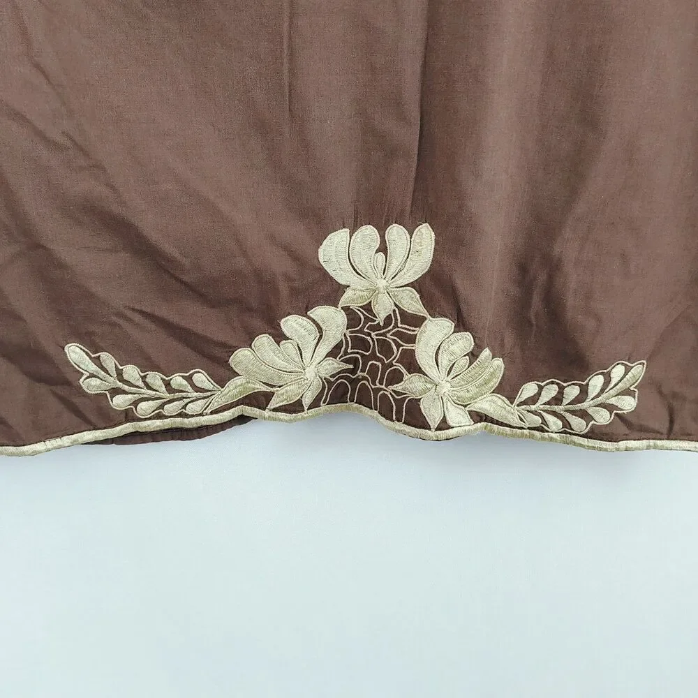 Vintage 70s Caro of Honolulu Women's Brown Floral Plus Size Top size 16 - Picture 6 of 7